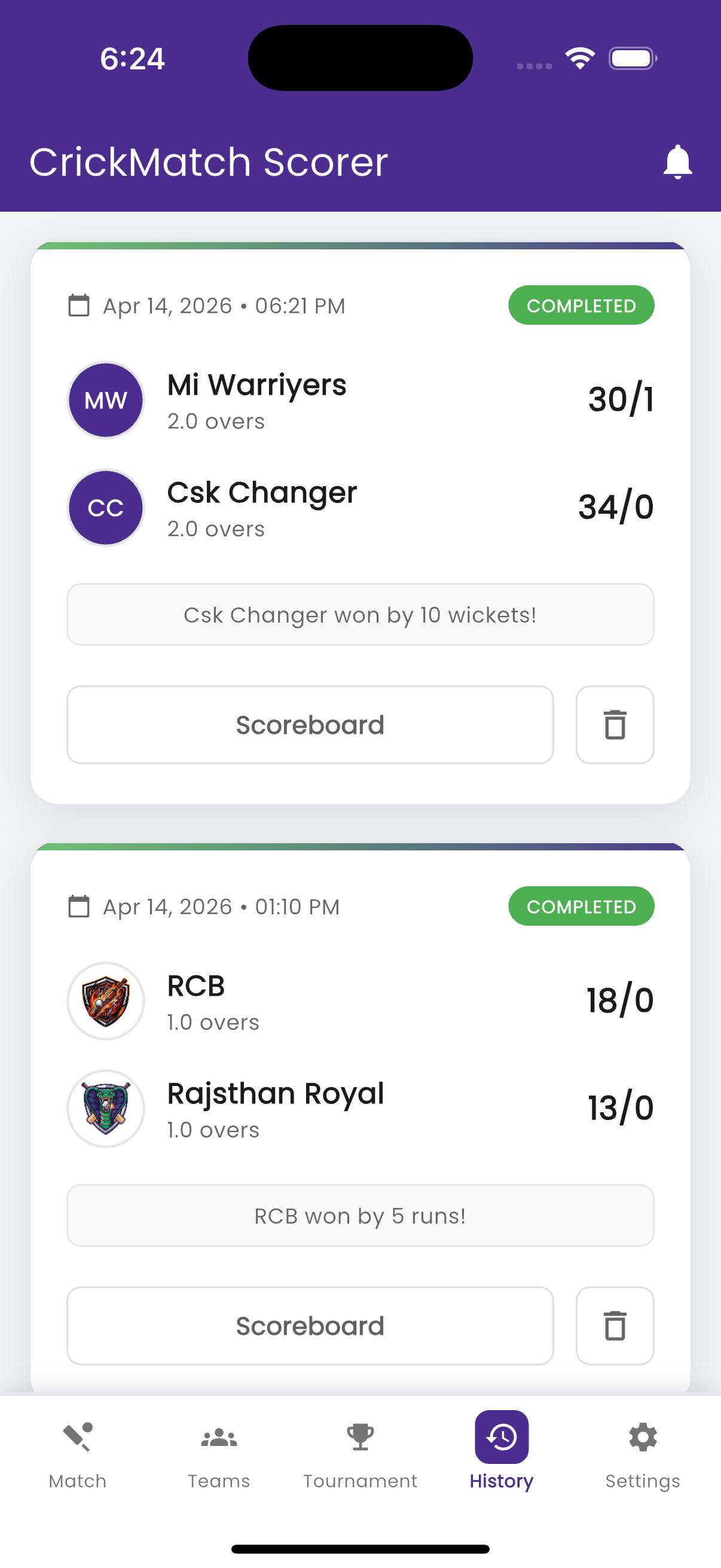 Match History